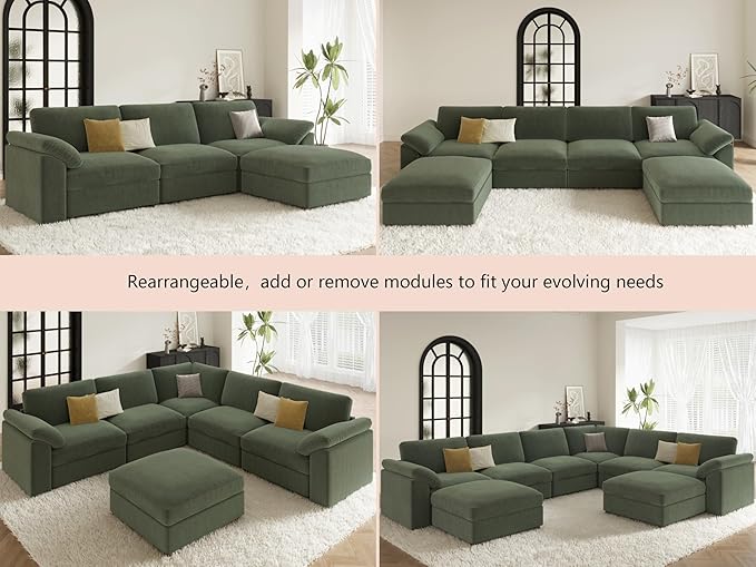 EASE MOOSE Oversized Modular Sectional Sofa, Extra Large L Shape Sectional Cloud Couch,Comfty Deep Modular Sofa with Ottoman for Living Room