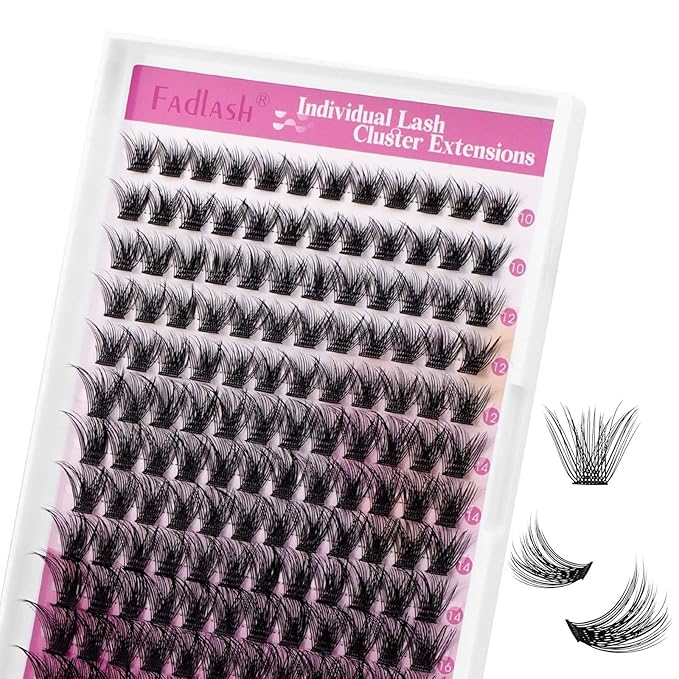 Lash Clusters 10-16mm 144pcs Mixed Tray Individual Lashes D Curl Individual Lashes Cluster Eyelash Extensions DIY Lash Extensions Eyelash Clusters Eyelash Extension Kit at Home (J04-0.07D, 10-16mm)