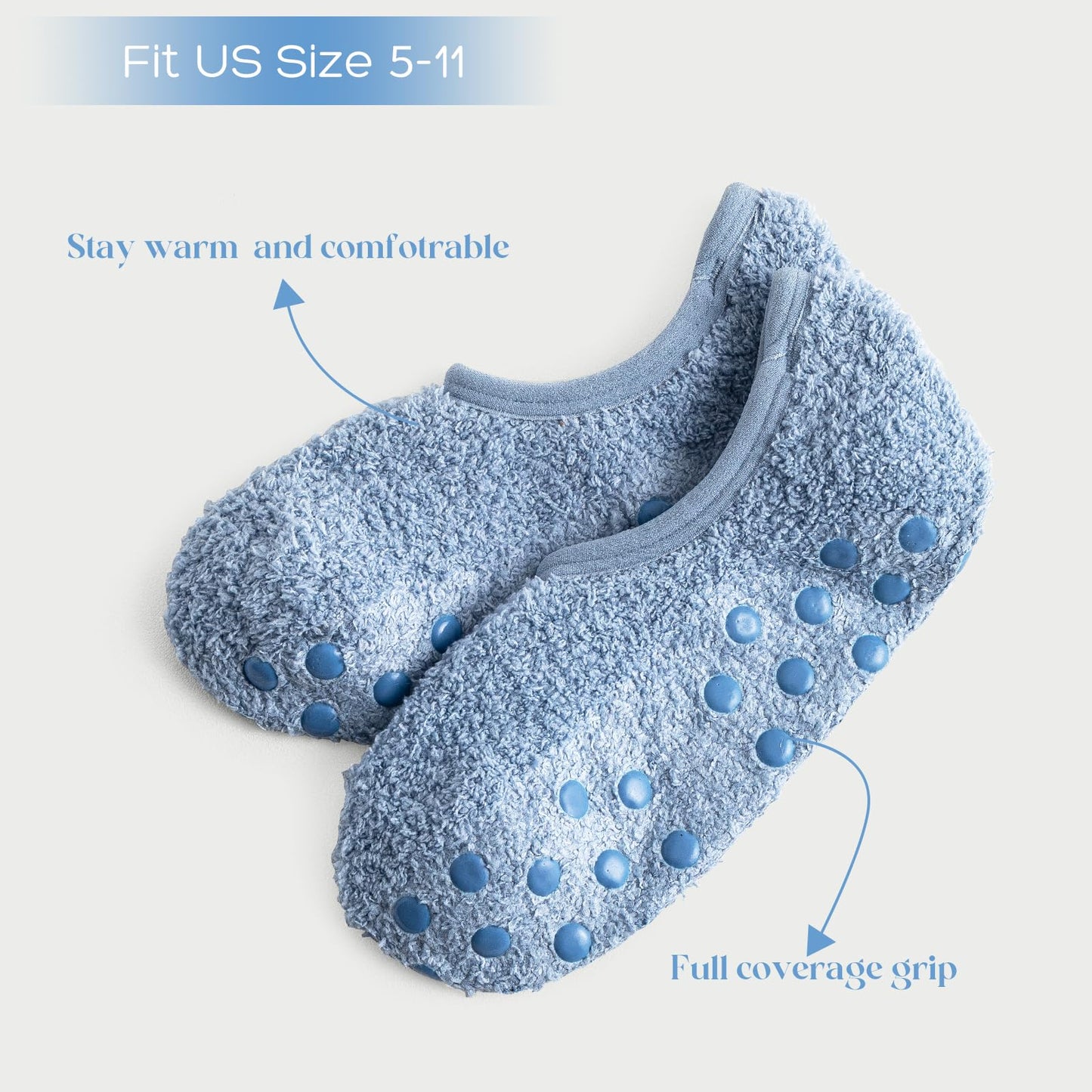 AmazingStone 3Pairs Cozy Winter Fuzzy Socks for Women With Grip Anti-Slip Fluffy Plush House Warm Ankle Socks