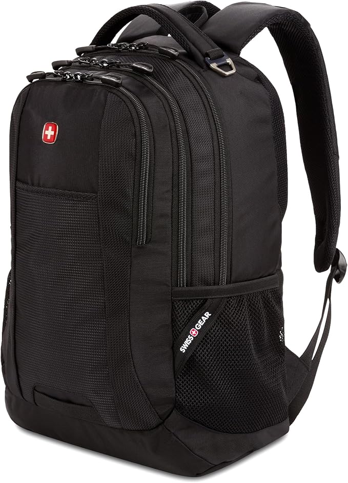SwissGear 5505 Cecil 16” Laptop Backpack Black – Daily Laptop Bag with Gear Attachment Options – Multiple Organizer Pocket...