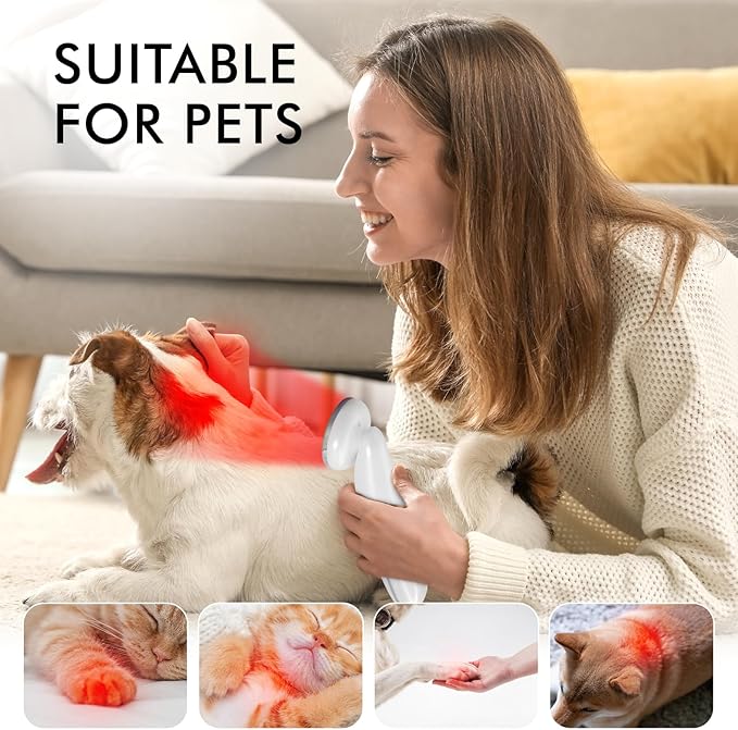Red Light Therapy Device - 660nm Red & 850nm Near Infrared Light Therapy for Humans Dogs, Portable Home Travel Use (Silver White)