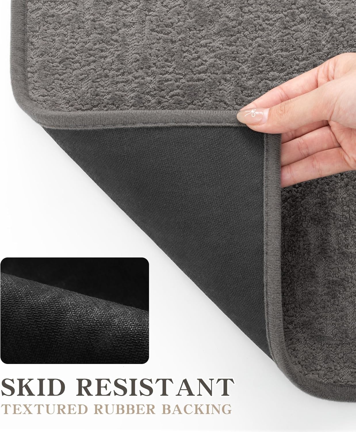 chakme Bathroom Rugs Mat 47x17, Ultra Thin Non Slip Bath Mats Runner Quick Dry Absorbent Bath Mat for Bathroom Floor, (Grey, 47"x17")