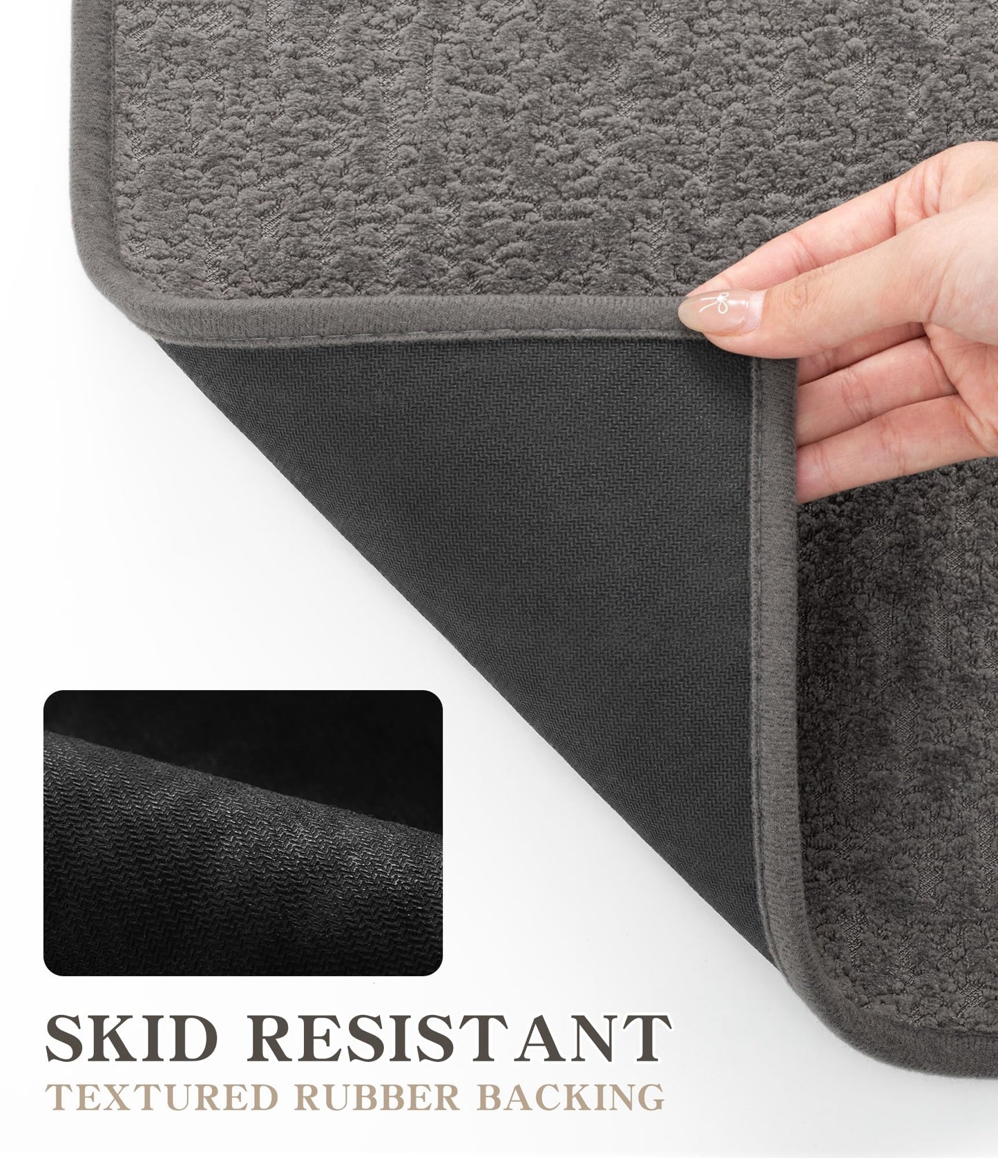 chakme Bathroom Rugs Mat 24x17, Ultra Thin Non Slip Bath Mat Small Quick Dry Absorbent Bath Mat for Bathroom Floor, (Grey, 24"x17")