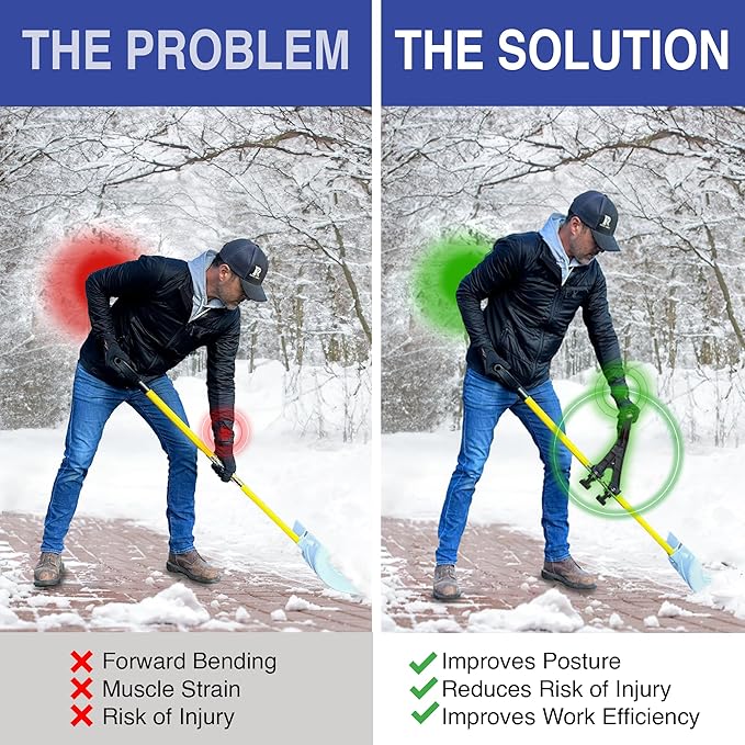 Universal Handle Attachment for Snow Shovel, Weedeater, String Trimmer, Rake & More | Versatile Ergonomic Back Saving Attachment for All Gardening Tools | Made in The USA