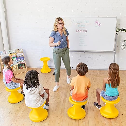 ECR4Kids Twist Wobble Stool, 14in Seat Height, Active Seating, Yellow