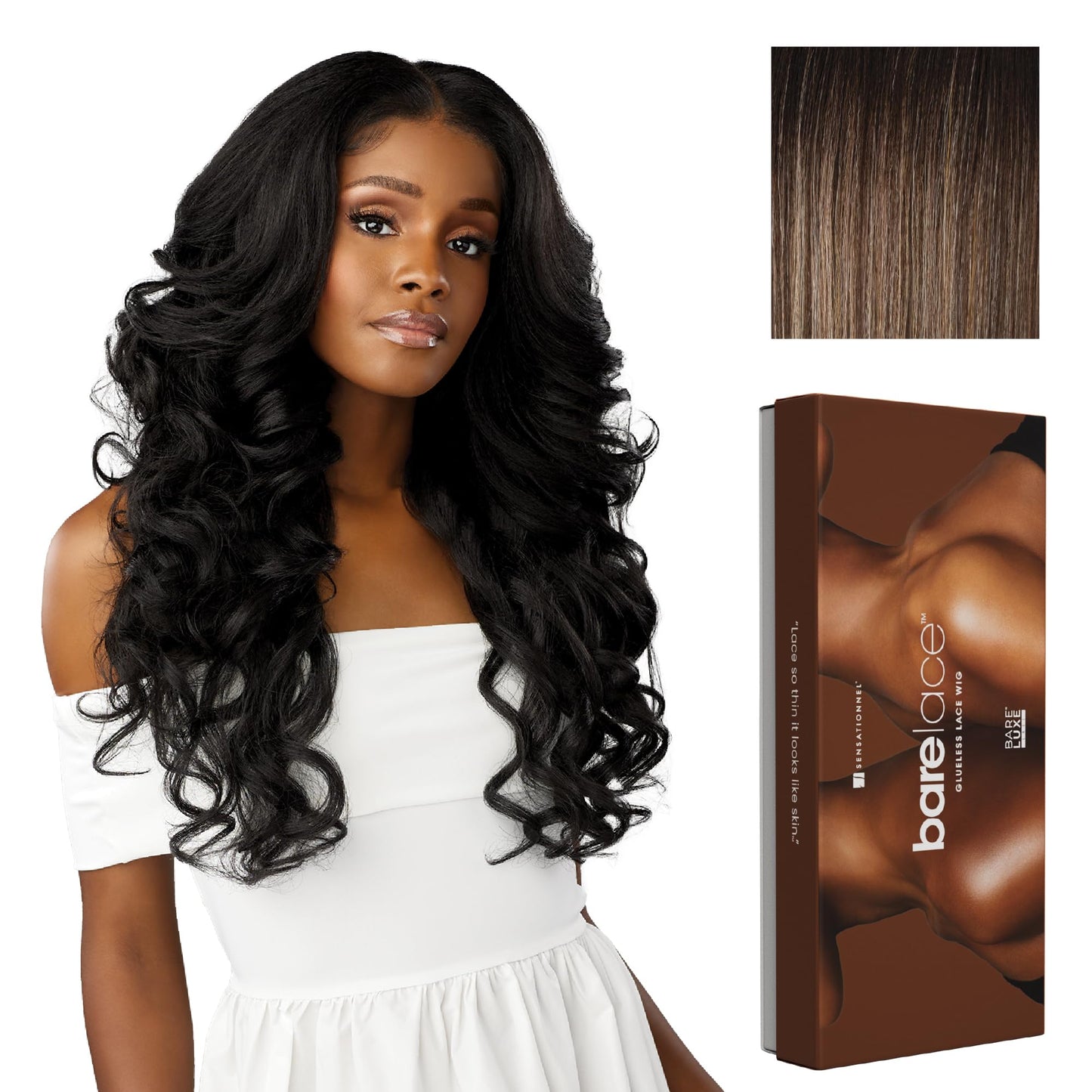 Sensationnel Bare lace 13x6 wigs - unit 15 lacefrontal glueless synthetic 180 degree preplucked hairline (FLAMBOYAGEMOCHA)