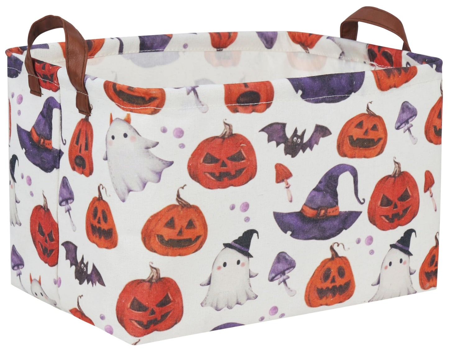 Sanjiaofen Rectangular Halloween Baskets,Waterproof PE Coating Halloween Baskets for Kids with Handles.Halloween Candy Basket,Cute Baskets,Books Baskets. (Halloween basket)