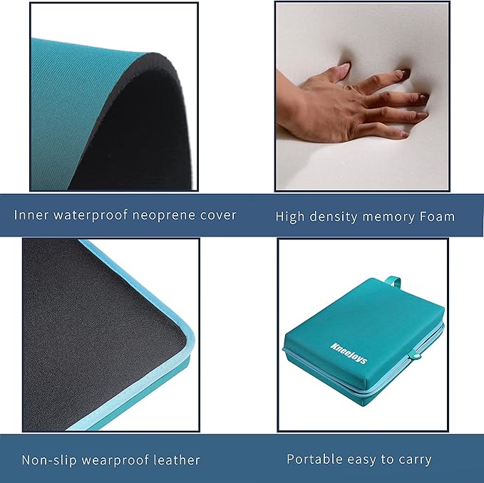 Kneejoys Kneeling Pad for Women & Men - Bath & Garden Kneeler, Knee Cushion for Baby Bathing & Yoga (Turquoise Blue)