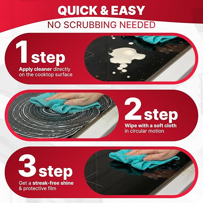 Nordicare Stove Top Cleaner Glass Ceramic - Induction Cooktop Cleaner Polish And Protector For Everyday Use - No Scrubbing Pad Needed - Leaves Protective Film - Made In Denmark (16.9oz)
