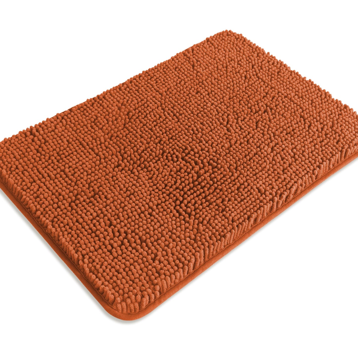 PureSwan Burnt Orange Bathroom Rugs – Absorbent and Washable Bath Mat, Non-Slip, Thick Soft Chenille Bath Rugs for Bathroom Floor, Shower, Sink - 17" x 24"