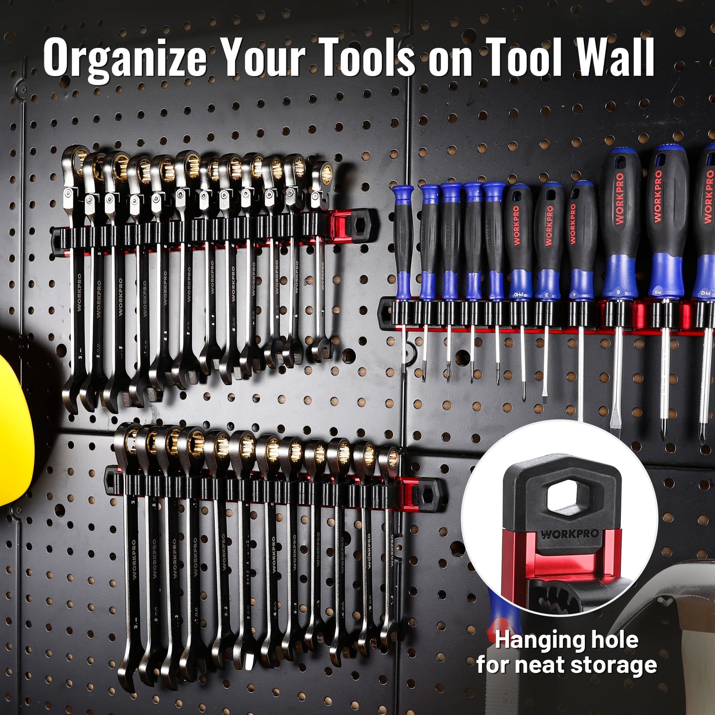 WORKPRO Magnetic Screwdriver Organizer and Wrench Organizer, Aluminum Rail Magnetic Tool Organizer, Tool Holder, Toolbox Organization, 36-Slot Screwdriver and Wrench Holder (Tools not Included)