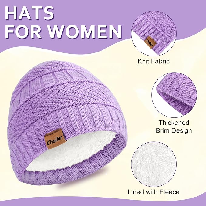 Winter Hats for Women Beanie Hat Warm Thick Knit Skull Cap Hat and Scarf Gloves Sets