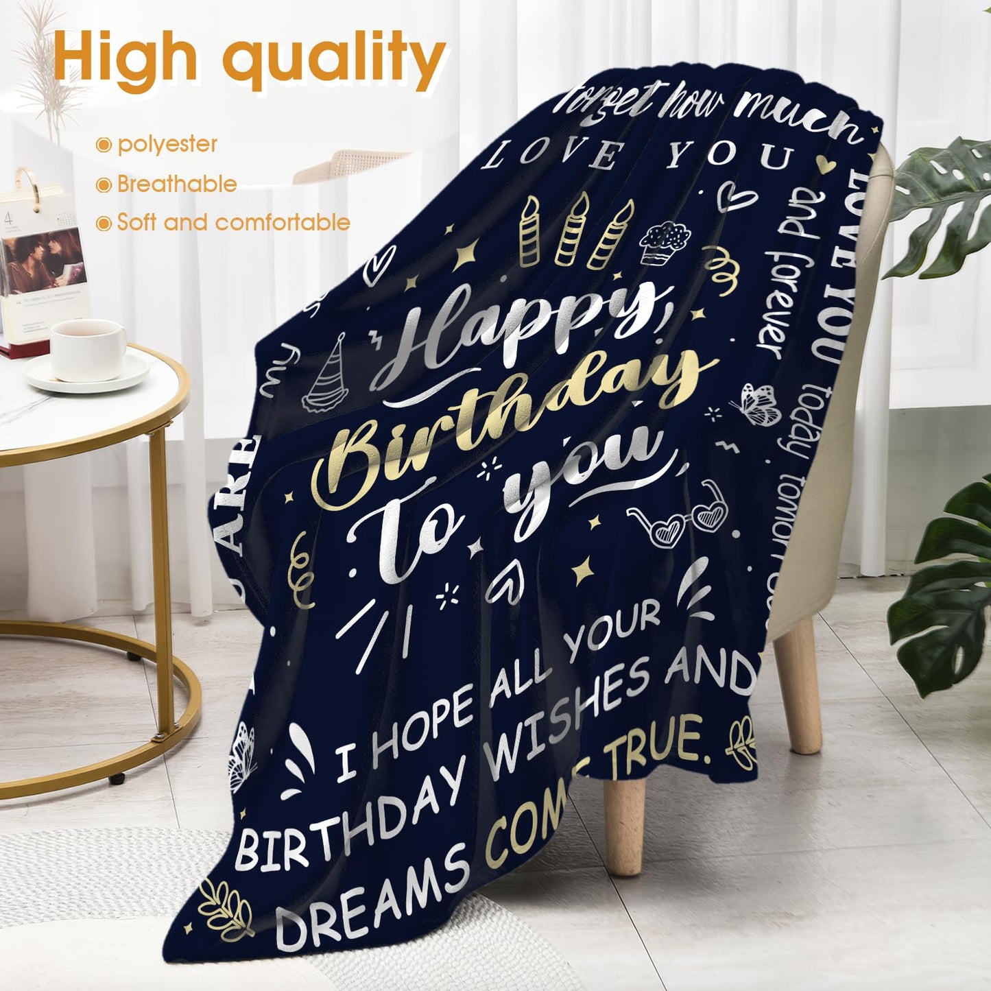 Hohoto Happy Birthday to You Blanket Birthday Gifts for Women Men Kids Girls Boys Mom Dad Husband Wife Son Boyfriend Brothers Sisters Grandparents Doctor Nurse Teachers Throw Blankets 50"x60"