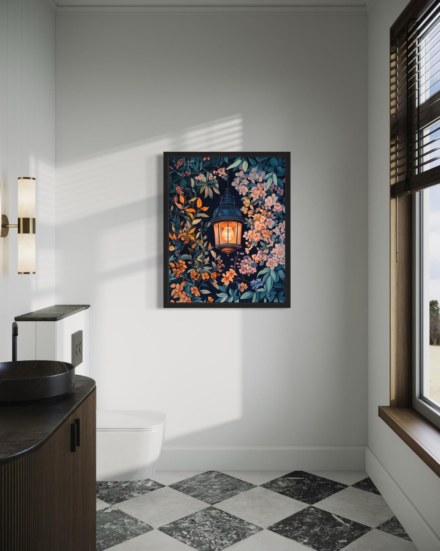 Lantern Art Print Poster, William Morris Style Retro Mid Century Botanical Victorian Dark Academia Gothic Decor Gallery 10a (Lantern, 8 x 10 inches, Unframed)