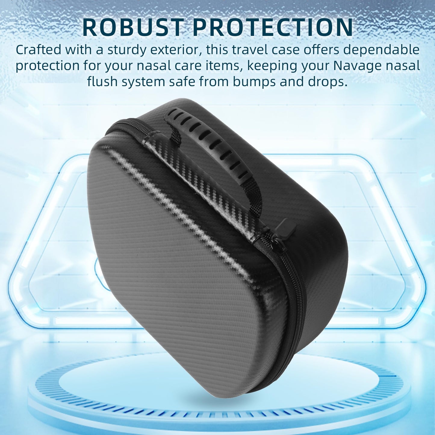 Calvana Travel Case Compatible with the Navage Nasal Irrigation System, Scratch-Resistant Organizer for Nose Cleaner & 12 SaltPods, Black, 9" x 7.75" x 4.25" (Nose Cleaner & SaltPods Not Included)
