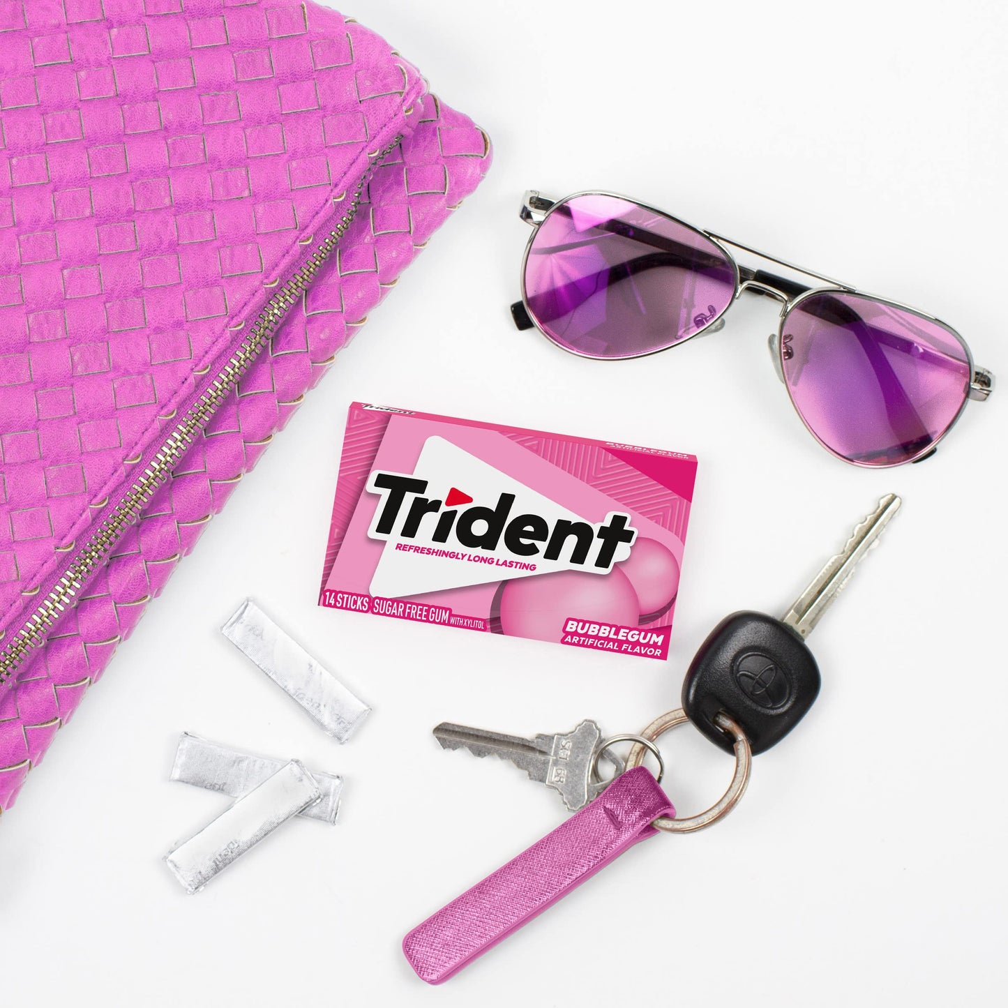 Trident Bubblegum Sugar-Free Chewing Gum, 12 Packs of 14 Pieces (168 Total Pieces)