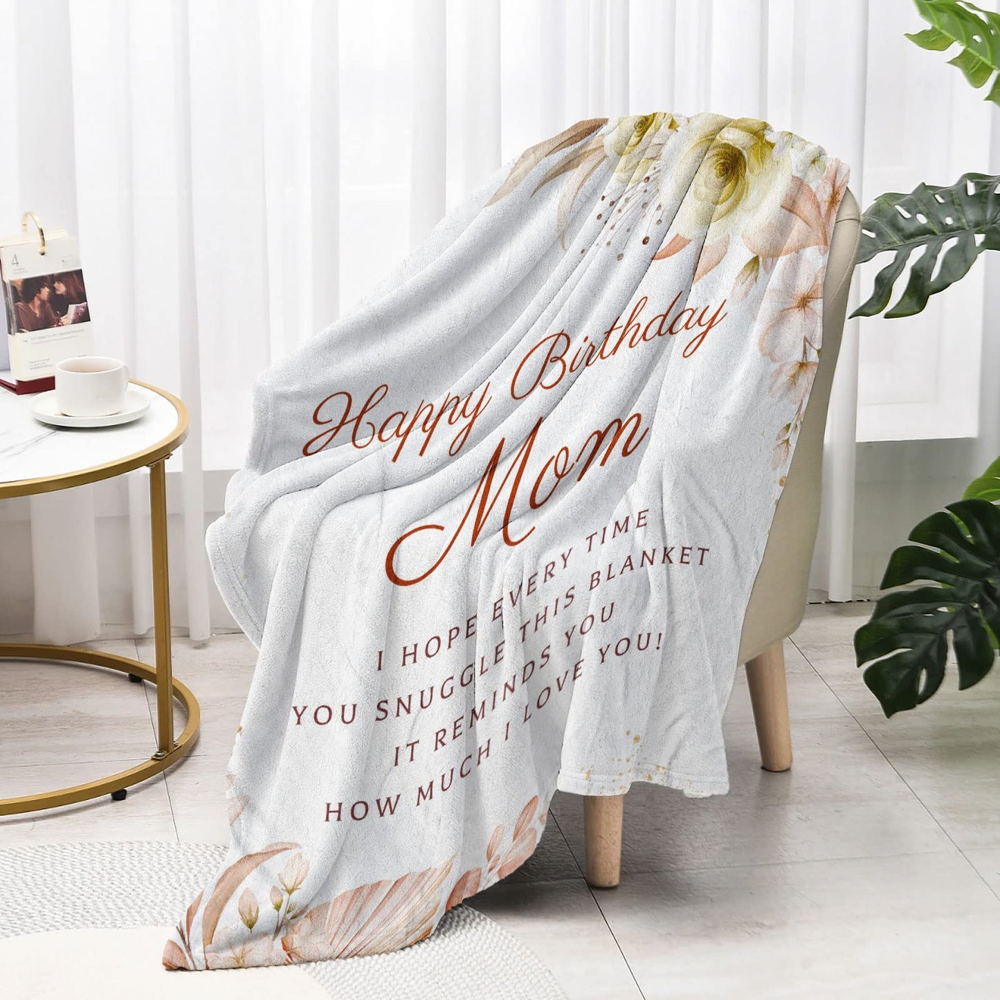 Jnufoju Birthday Gifts for Mom, Mom Birthday Gifts from Daughter Son, Unique Gift for Mothers Birthday, Mothers Bday Gift Fleece Blanket 60 x 50 Inch