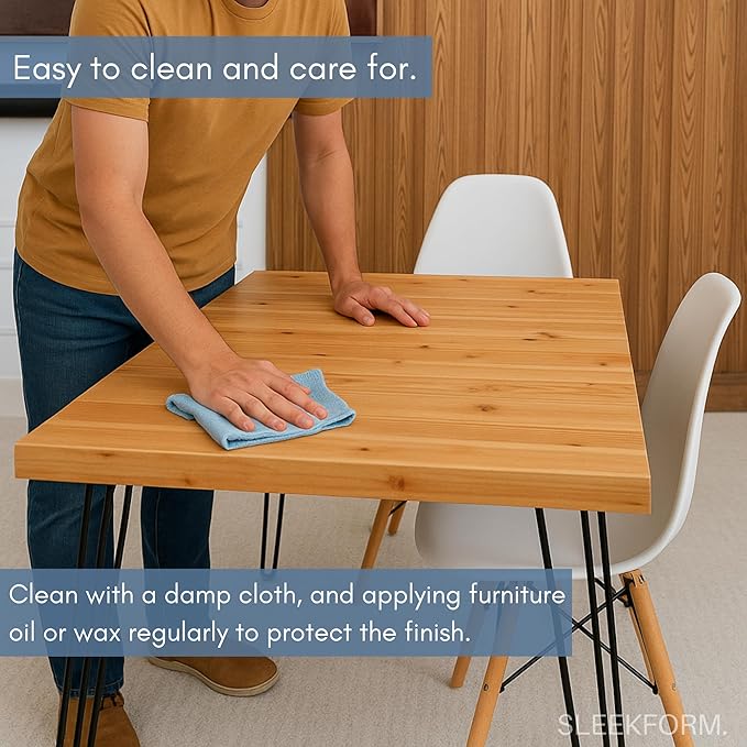 Sleekform Wooden Folding Dining Table for 4 - Farmhouse Kitchen Table with Collapsible Hairpin Legs - Small Foldable Tables for Small Dining Room Spaces - 4 ft Portable Wood Kitchen Tables - Birch