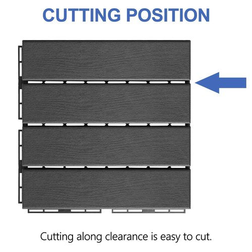 MYFAMIREA 27 Pcs Plastic Interlocking Deck Tiles 12" x 12" Patio Floor Decking Tiles Indoor Outdoor Waterproof Non-Slip Flooring Tile All Weather Use for Balcony Backyard Porch Poolside, Dark Grey