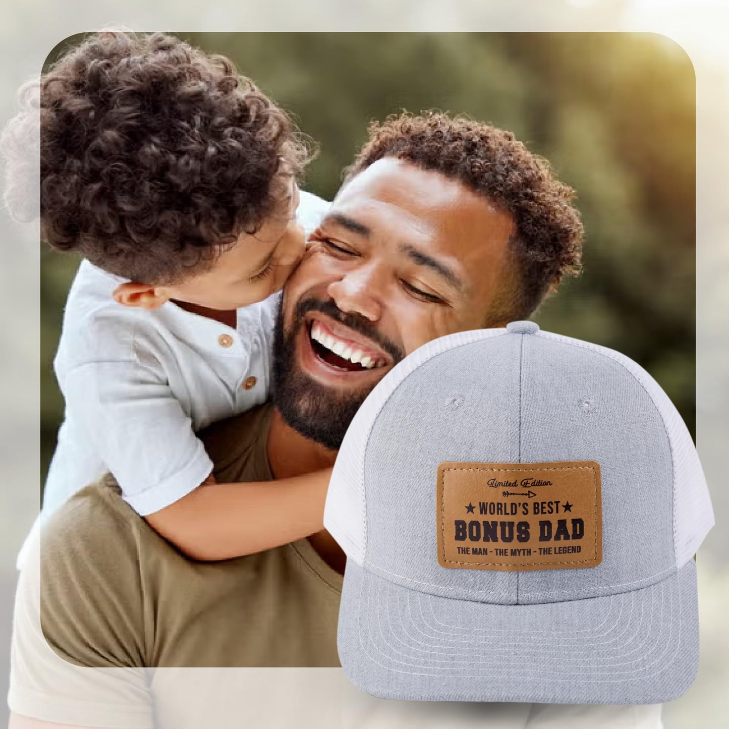 Best Bonus Dad Ever Hat, Stepdad Hat for Christmas Fathers Day Birthday from Son Daughter, Gifts for Dad, Trucker Gray Cap