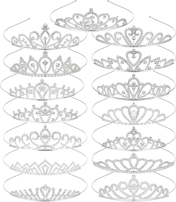 DSLSQD 15 PCS Princess Crown for Women,Silver Crystal Tiara Crown,Rhinestone Princess Crowns Headband,Crystal Queen Tiara...