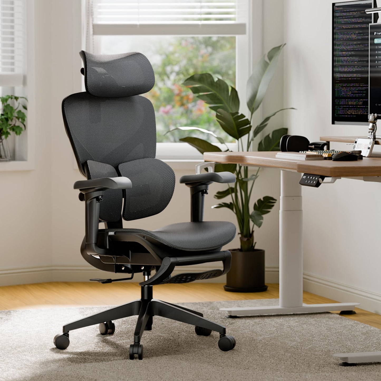 OTO Zenpex Ergonomic Mesh Office Chair, 1.96" Adjustable Seat Depth, Dynamic Lumbar Support, Extensible Footrest, Up to 300 lbs, 135° Recline Backrest for Home, Gaming & Executive Office
