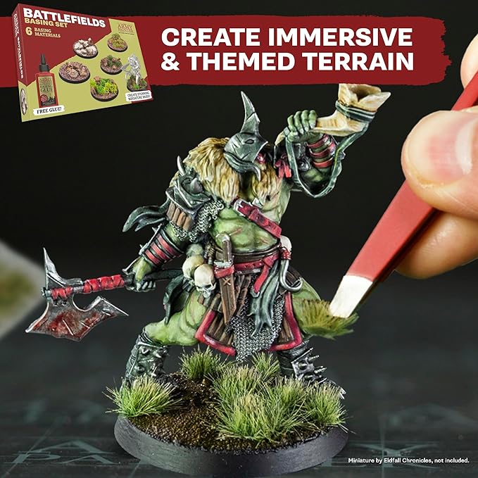 The Army Painter, Hobby Essentials Bundle - with Warpaints Fanatic Starter Set, Battlefield Basing Set, Wet Palette XL & 1 Dipit Brush - Perfect Miniature Painting Bundle for D&D and Warhammer