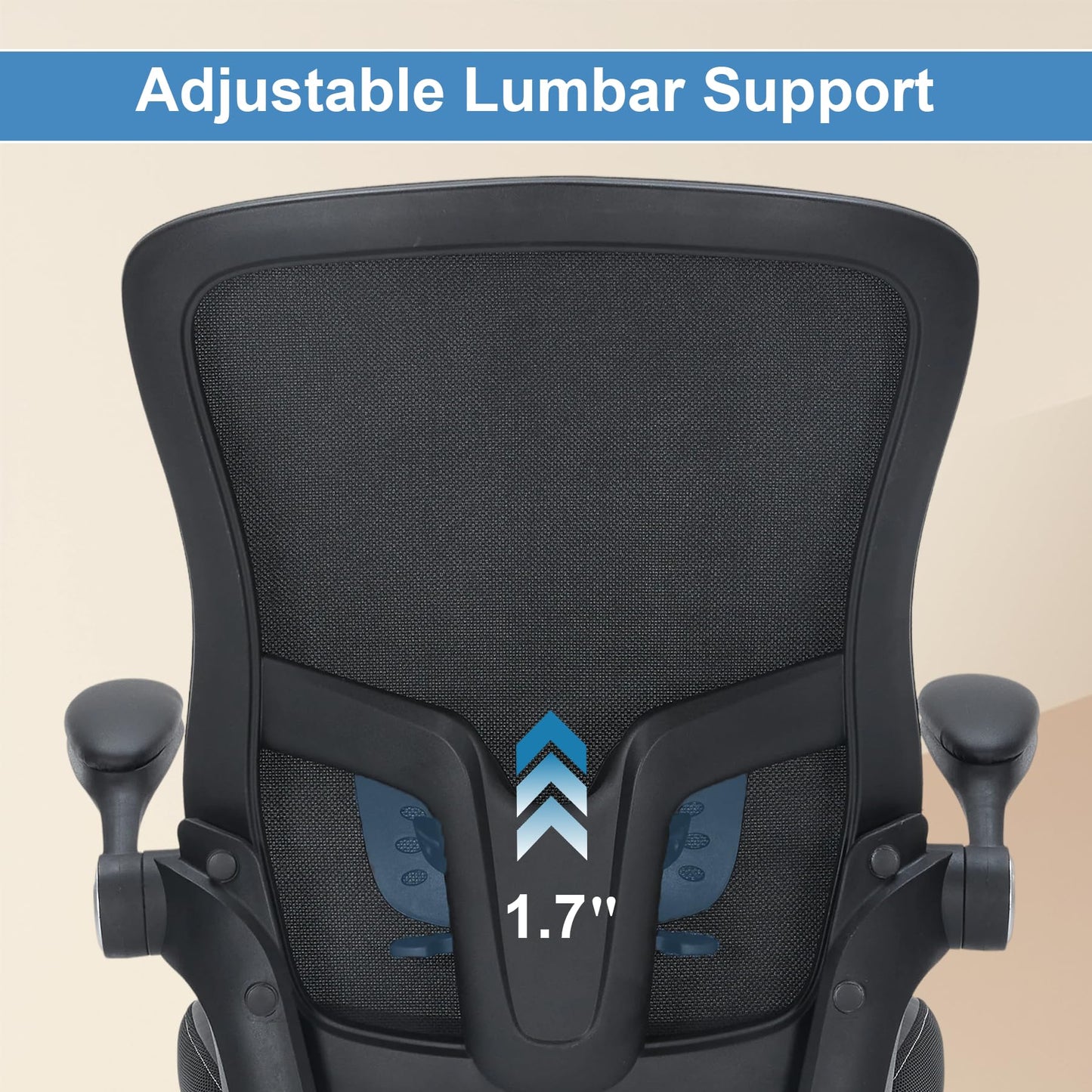 Office Chair PU Leather Cushion, Ergonomic Desk Chair with Flip-Up Arms, 300 LBS Home Office Desk Chairs Adjustable Seat Height & Lumbar Support, Executive Comfy Swivel Task Computer Chair