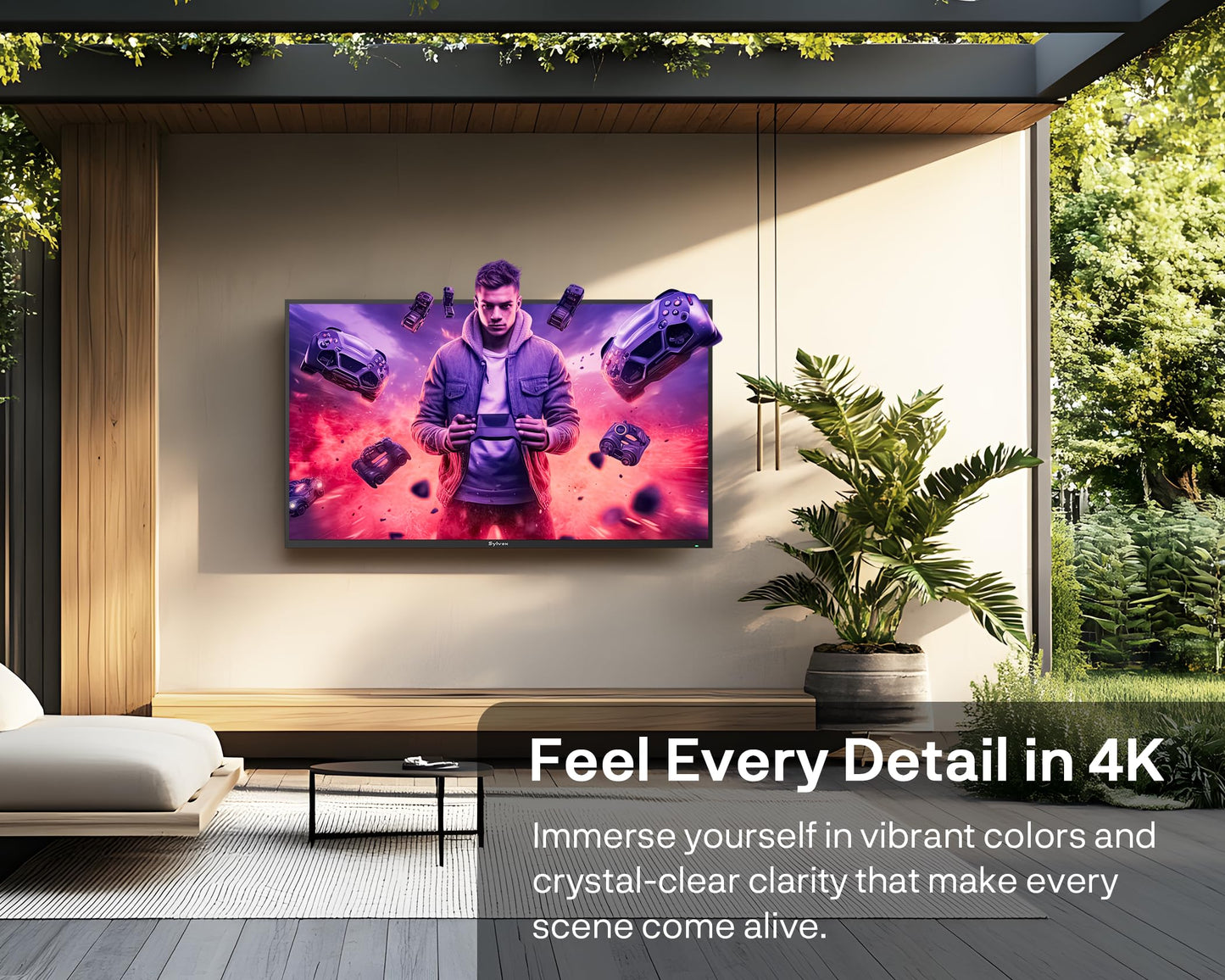 SYLVOX Outdoor TV, 75 inch 120Hz 4K Smart TVs, Weatherproof & IP55 Waterproof, Compatible with Google & Dolby Atmos, Support HDMI 2.1 & USB 3.0, 1000 Nits Outside Television for Gaming (2025 Model)