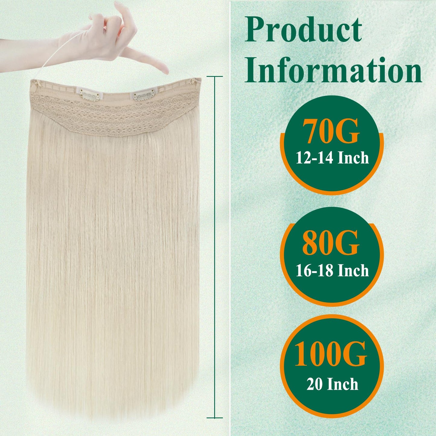 Easyouth Wire Hair Extensions Human Hair White Blonde Hair Wire Extensions Blonde Fish Line Hair Extension Real Human Hair for L