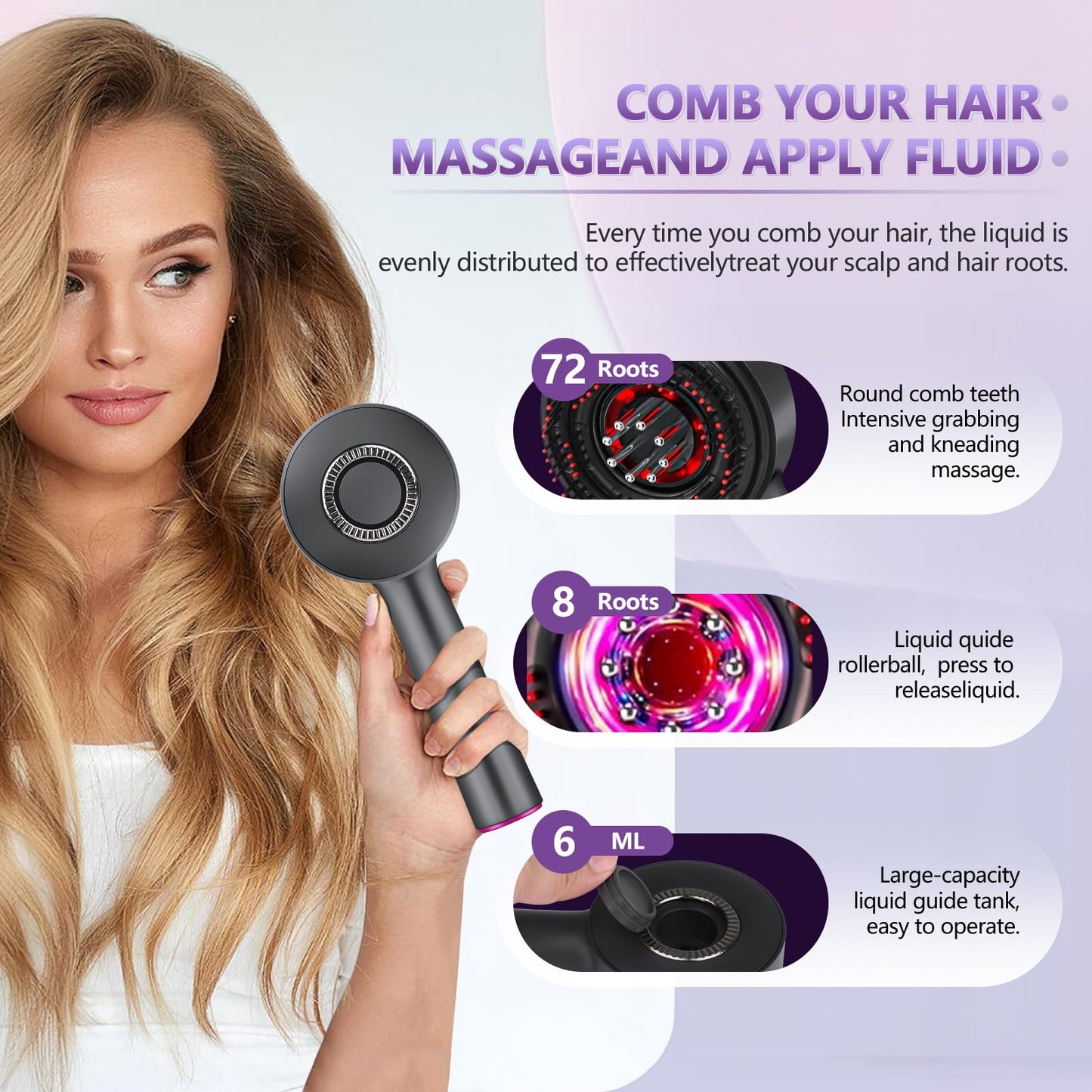 THSTPA 3 in 1 Hair Oil Applicator,Head Massager Scalp,Hair Oil Applicator Scalp Massager,Electric Scalp Massager Brush,ipx7 Wate
