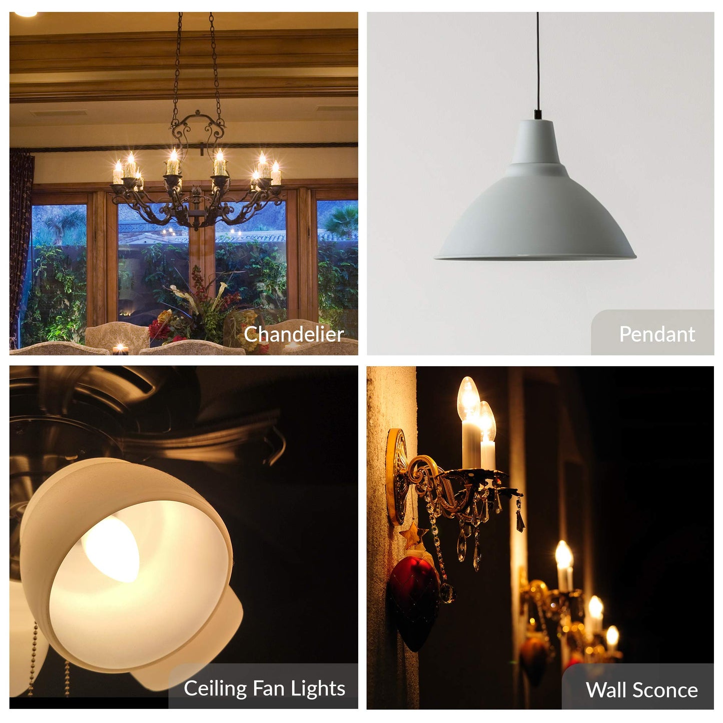 Simba Lighting Candelabra Torpedo Clear B10 CTC 40W E12 Base (12 Pack) Decorative Incandescent Light Bulbs 120V for Chandeliers, Ceiling Fan Lights, Pendants, Wall Sconces, Dimmable, Warm White 2700K