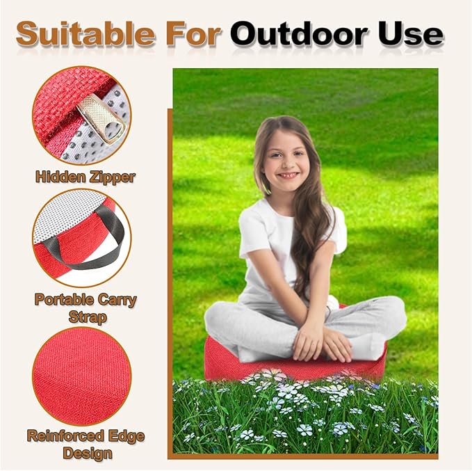 M Mute Touch 6 Pcs Flexible Floor Cushion for Classroom, Floor Cushions Easy to Clean and Carry,16''x16''x2'' Soft Cushion for Learning Sitting Daycare School Chair Yoga and Meditation (Linen)
