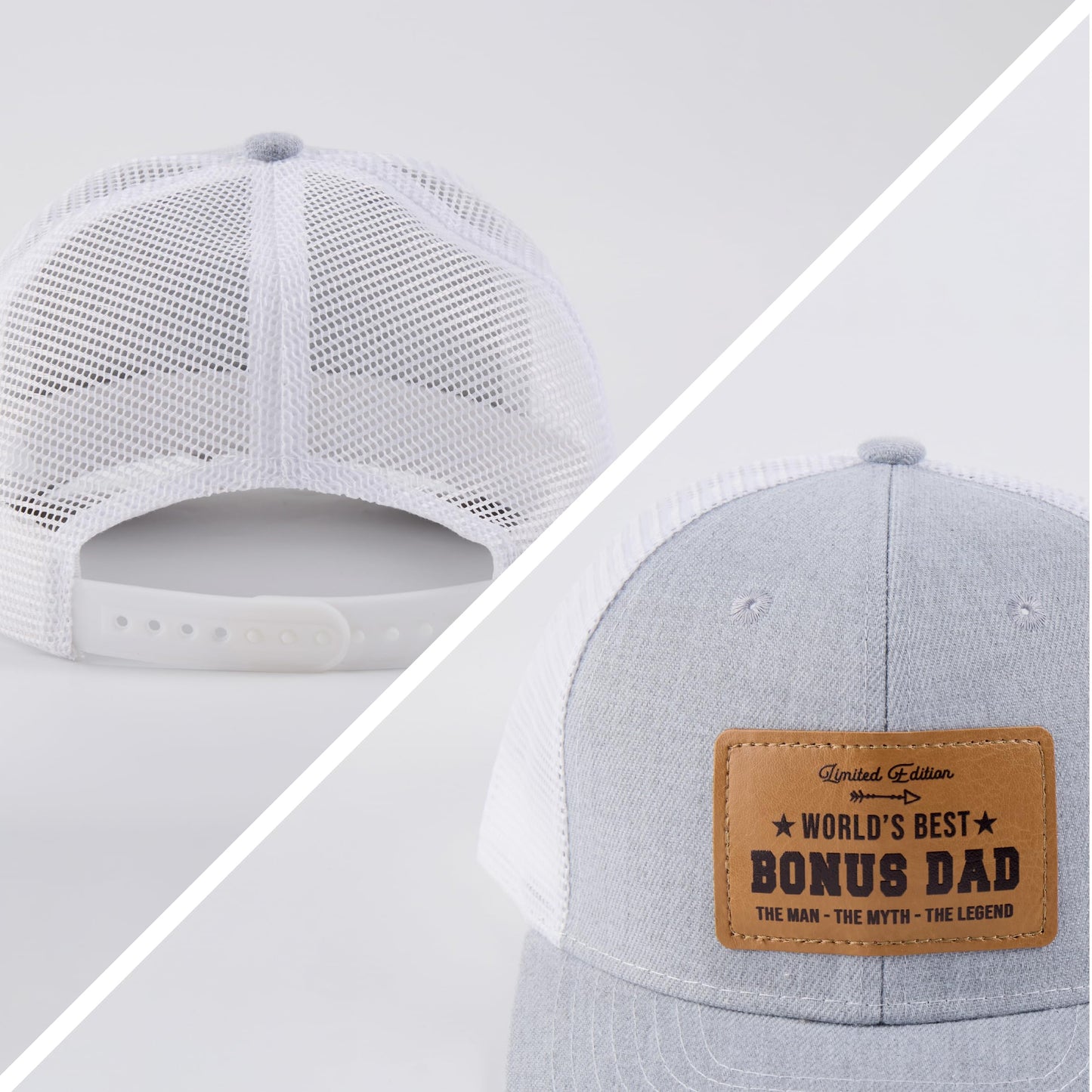 Best Bonus Dad Ever Hat, Stepdad Hat for Christmas Fathers Day Birthday from Son Daughter, Gifts for Dad, Trucker Gray Cap