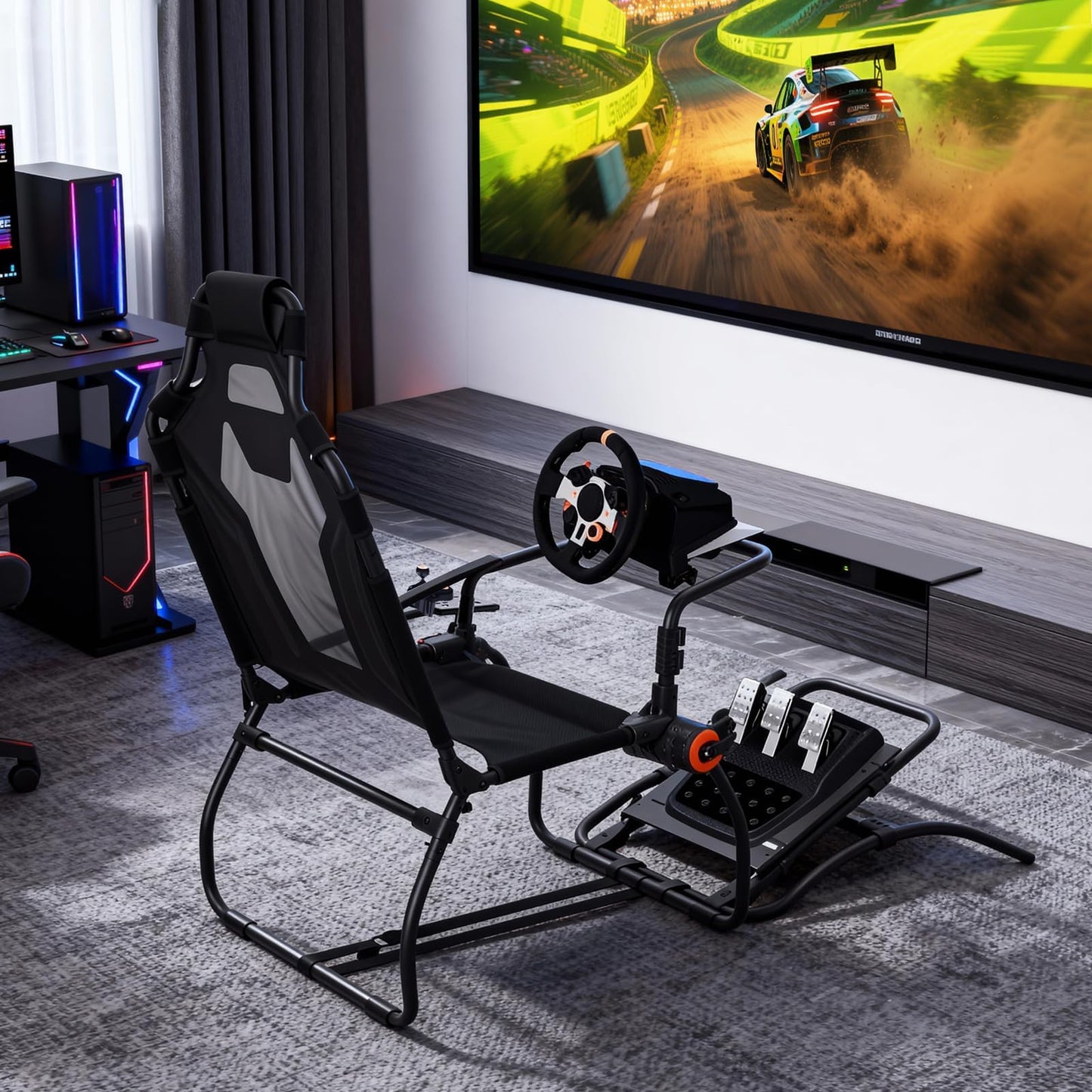 Garvee Racing Wheel Stand,Foldable Racing Simulator Cockpit for g923/g920/g29, Steering Wheel Stand & Foot Pedal Angle Adjustable,Sim Racing Cockpit for Thrustmaster t248p, Fanatec, Hori, Mad Catz.