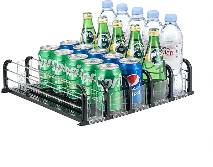 Yedyoi Drink Organizer for Fridge, Soda Can Organizer for Fridge, Self-Pushing Glide Drink Dispenser for Refrigerator-Hold...