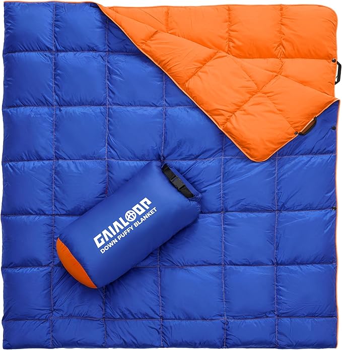 Gaialoop Down Puffy Blanket for 2 Person Car Camping Outdoor Travel Backpacking, 80% Duck Down & 20% Feather Lightweight P...