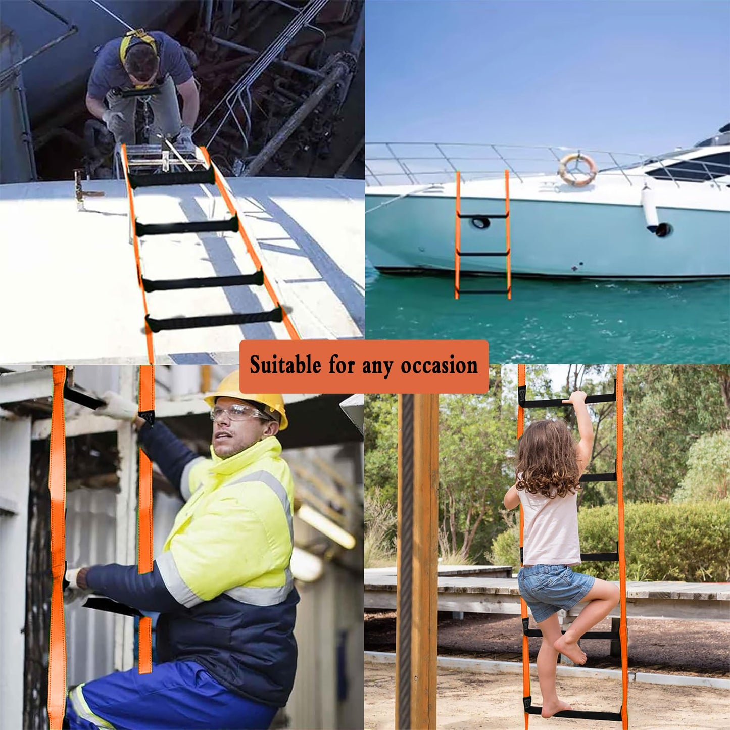 32.8 Feet Fire Escape Ladder Emergency Fire Ladder for 2-3 Story Homes Reusable Portable Safety Ladders for Windows, Balconies and Sailboats, Kayaks and More