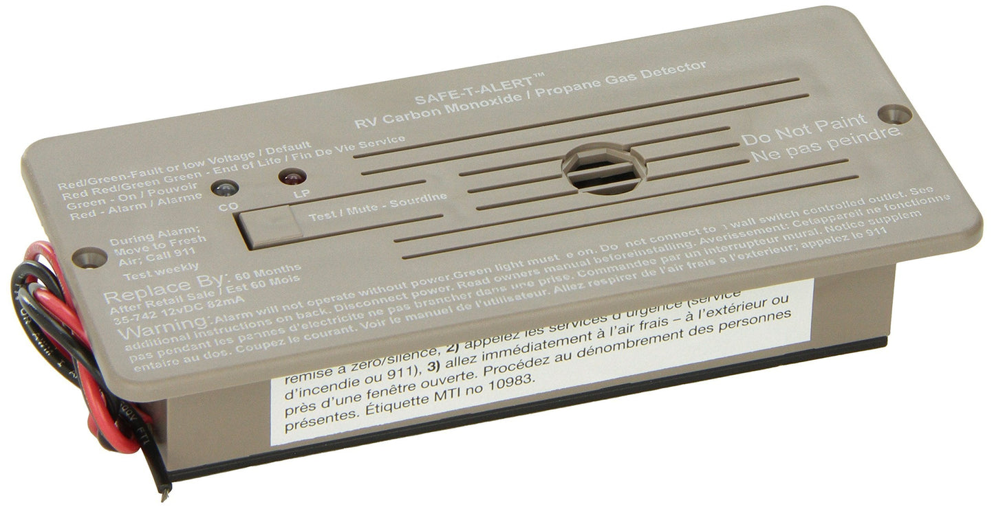 Safe-T-Alert by MTI Industries 35-742-BR 35 Series Dual LP/CO Alarm - Flush Mount, Brown