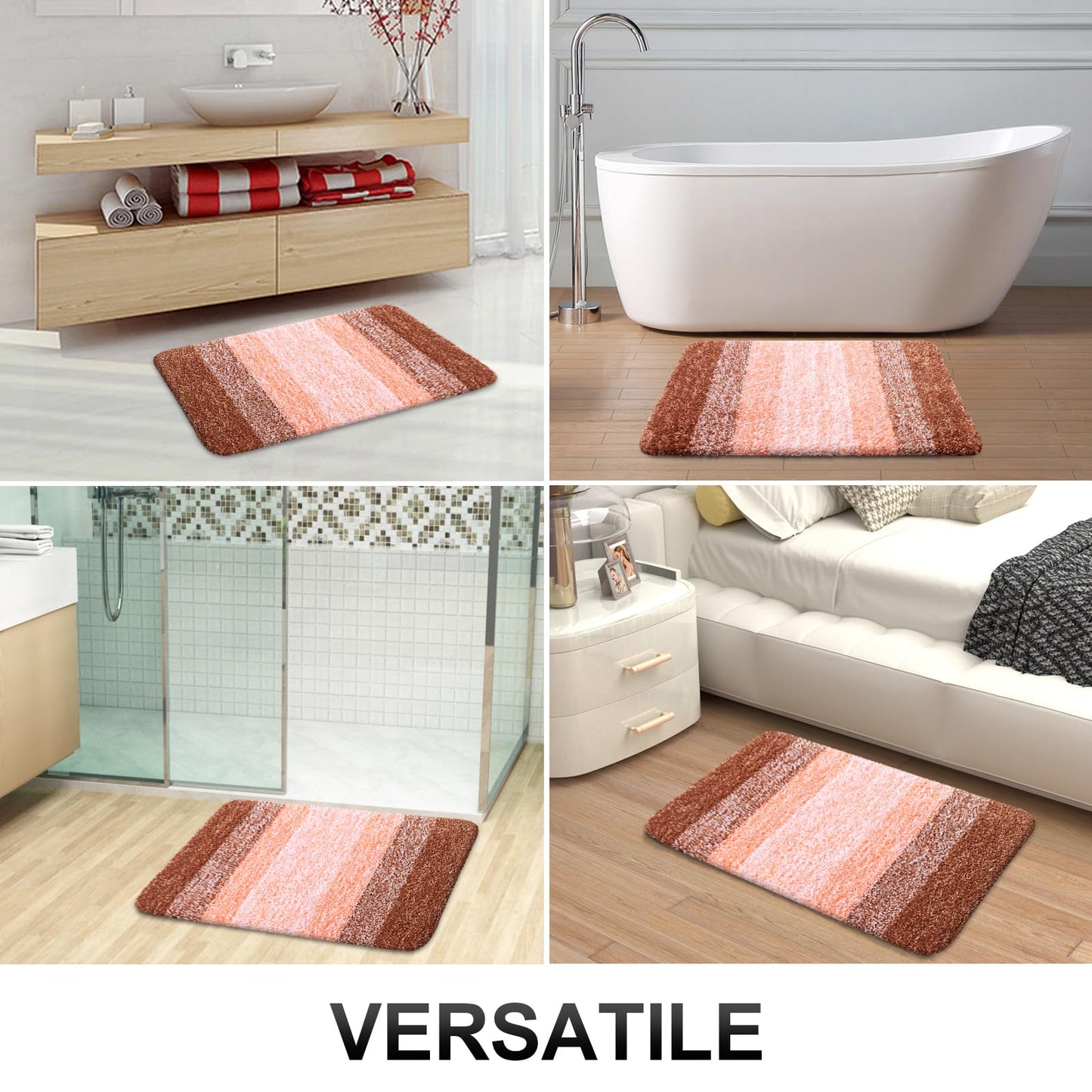 OLANLY Bathroom Rugs Mat 30x20, Extra Soft Absorbent Microfiber Bath Rugs, Rubber Backing, Quick Dry, Machine Washable Bath Mats for Bathroom Floor, Tub and Shower, Home Decor Accessories, Orange