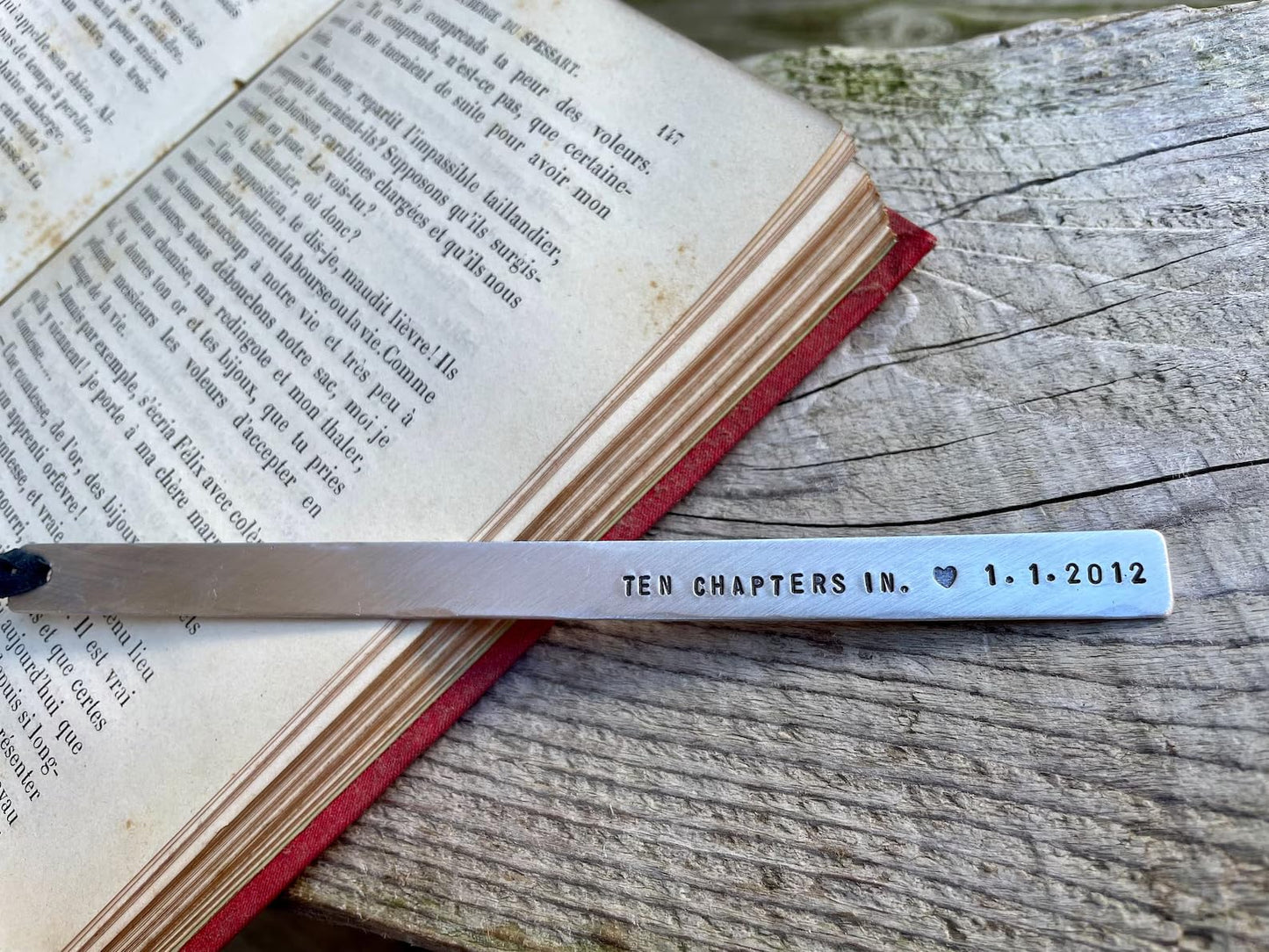 10th Anniversary Gift in Tin/Aluminum. Tenth Anniversary Bookmark Gift, Personalized Custom Bookmark in Aluminum