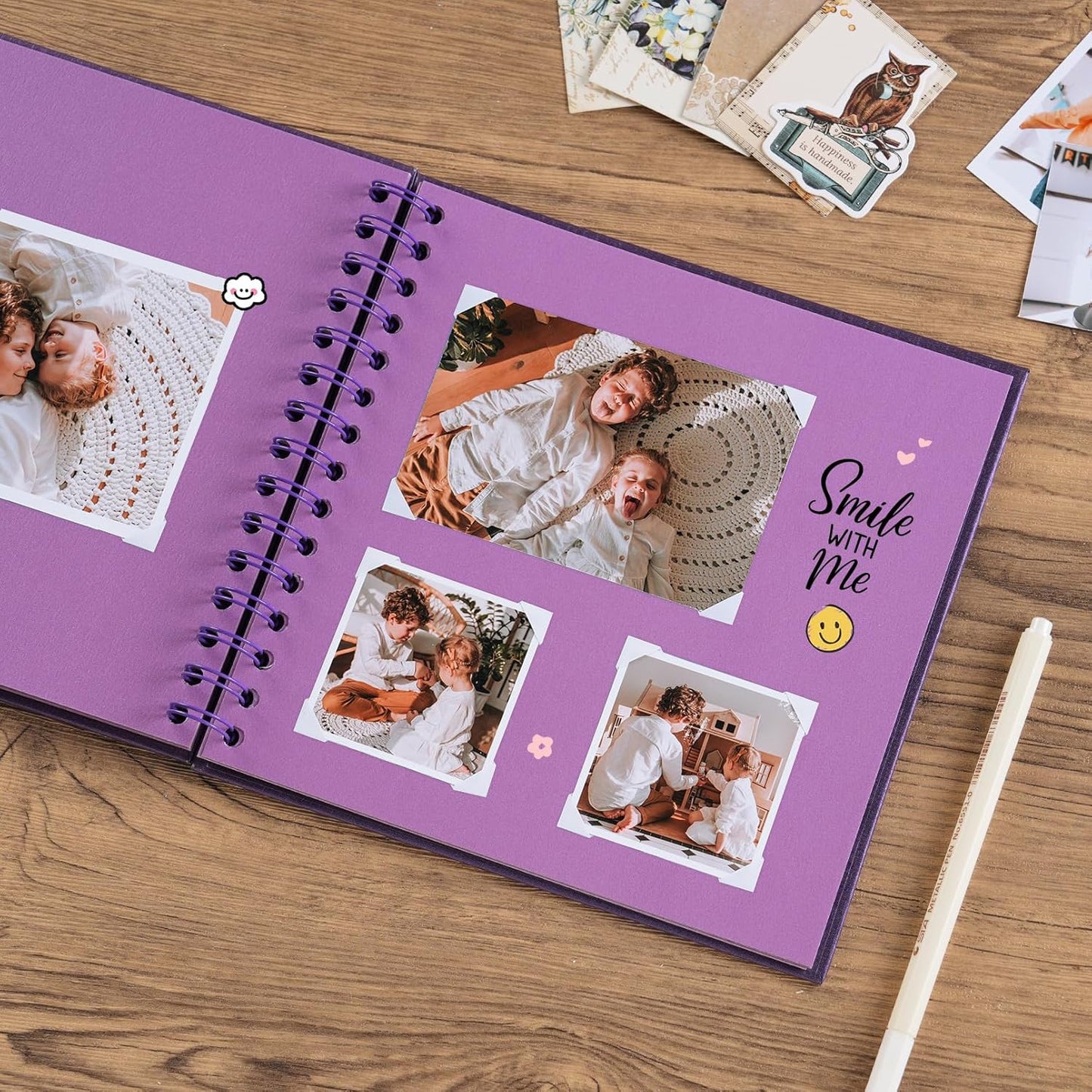 potricher 8 x 8 Inch DIY Scrapbook Album 40 Pages Hardcover Kraft Paper Scrap Book Photo Albums Memory Book for Wedding and Anniversary Family (Purple, 8 Inch)
