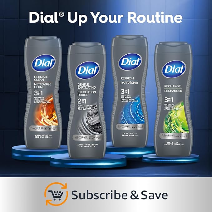 Dial Men 3in1 Body, Hair and Face Wash, Hydro Fresh, 32 fl oz