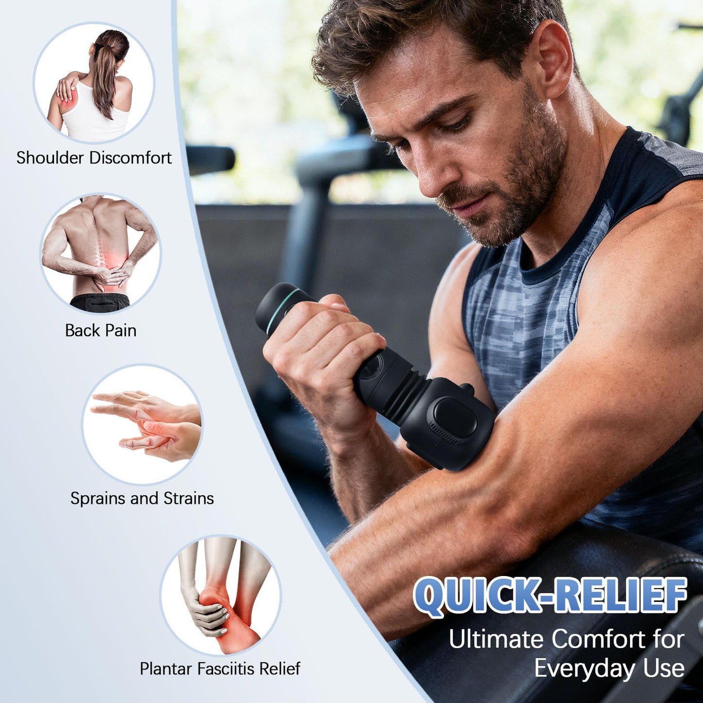 Handheld Vibrating Trigger Point Massage Gun with Heat and Cold & Red Light, Deep Tissue Vibration Massager for Full Body Pain Relief, Pressure Point Massage Tool -Gifts for Men & Women (Large)