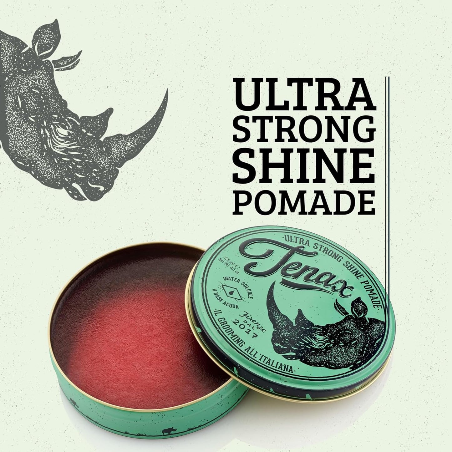Tenax Water Based Pomade, Ultra Strong Hold with Maximum Shine, 4.5 Ounces