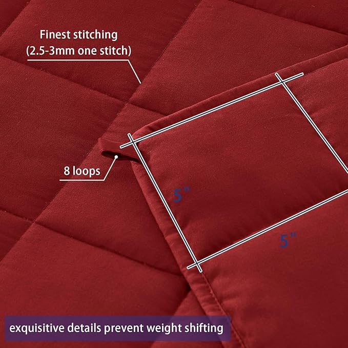 yescool Weighted Blanket for Adults (18 lbs, 60" x 80", Red) Cooling Heavy Blanket for Sleeping Perfect for 110-130 lbs, Queen Size Breathable Blanket with Premium Glass Bead, Machine Washable