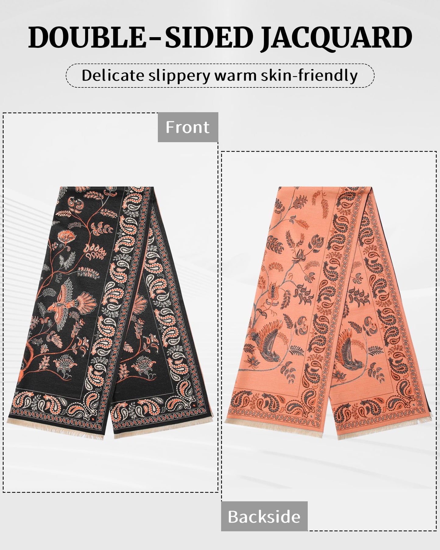 AWAYTR Pashmina Shawls Wraps for Women - Cashew Flower Winter Warm Big Scarf for Women Shawls and Wraps for Evening Dresses (Black)