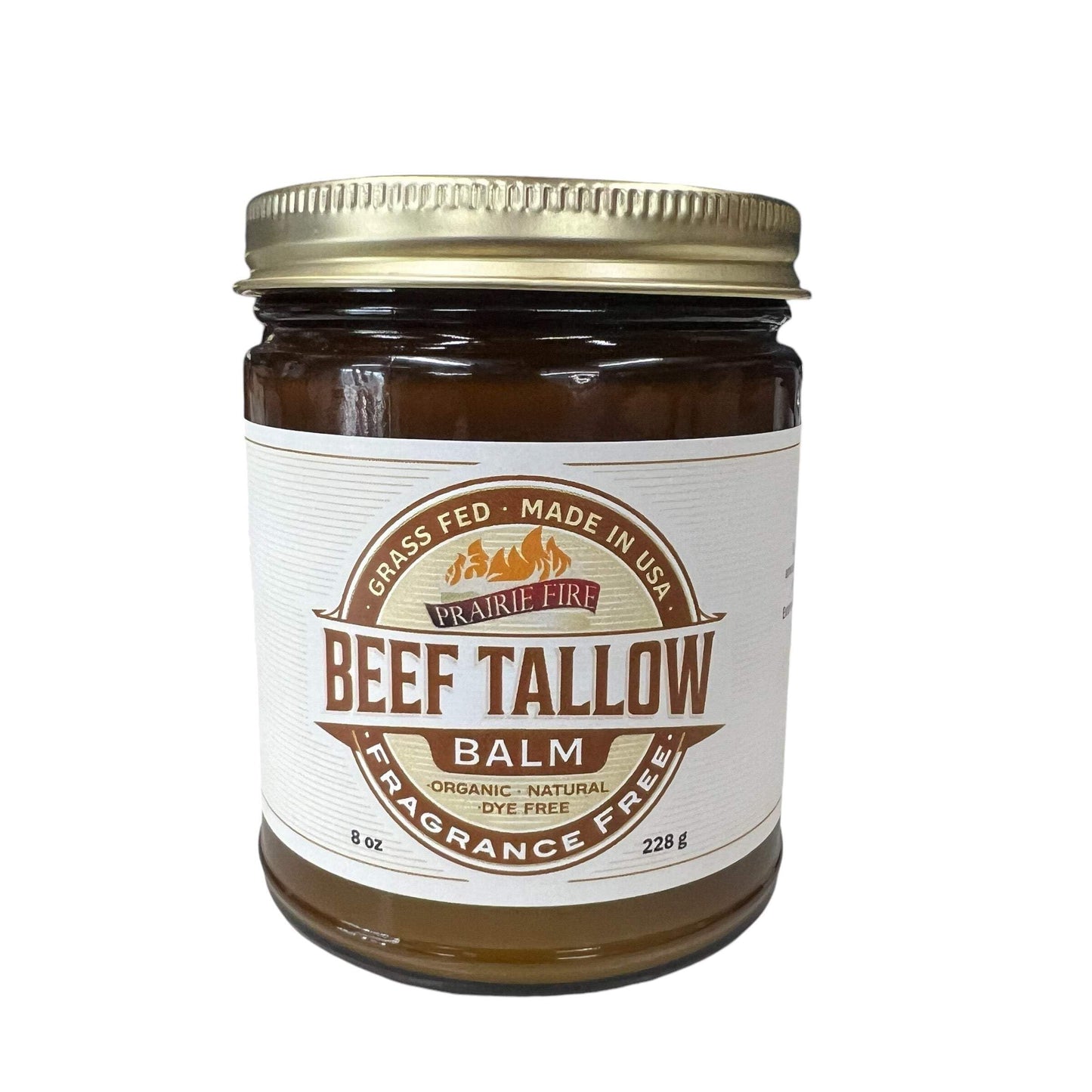 Prairie Fire Candles Beef Tallow Balm - 8 oz - Made in USA - Organic Grass Fed and Finished - Moisturizing Skin Care Tea Tree