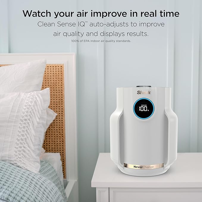Shark Air Purifier for Home, NeverChange Compact Pro, for Bedroom, Nursery, Home Office, Dorm, HEPA-Exceeding Filter, Captures Pollutants, Pet Dander, Dust, Odor, Smoke, and More, HP072GN, Honeydew