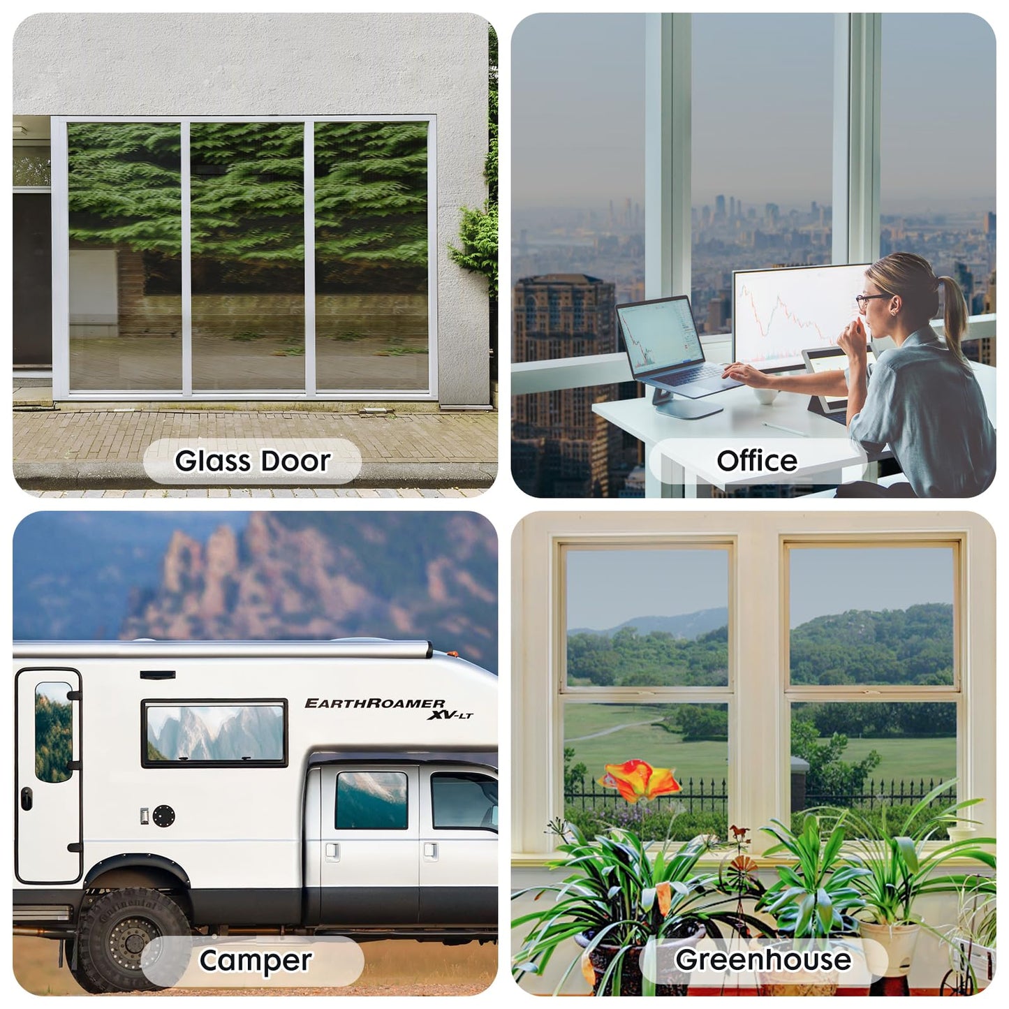LUTE Daytime Privacy Window Tint - Sun Blocking Anti UV Heat Reflective Mirror Film, Silver, 17.5" x 78.7"